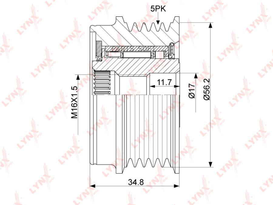 LYNXAUTO Шкив генератора с обгонной муфтой 1шт 4258₽