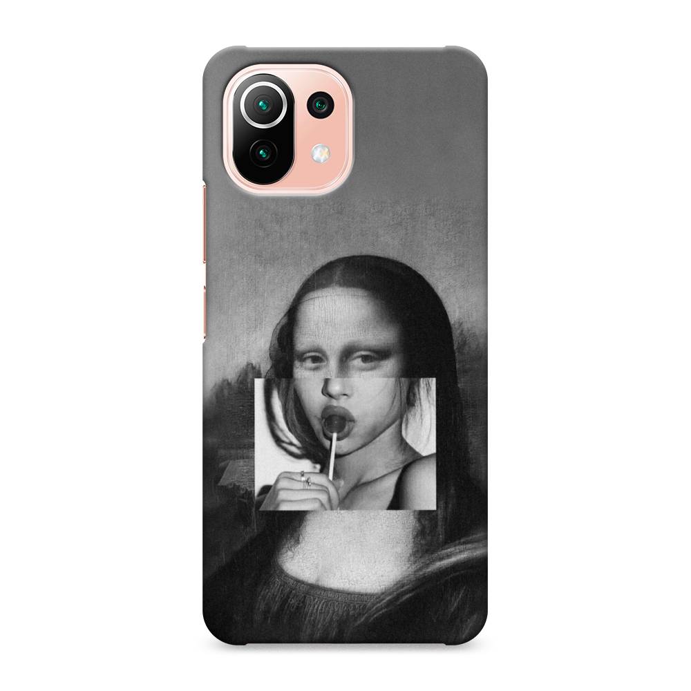 фото Пластиковый чехол "mona lisa sucking lollipop" на xiaomi mi 11 lite awog