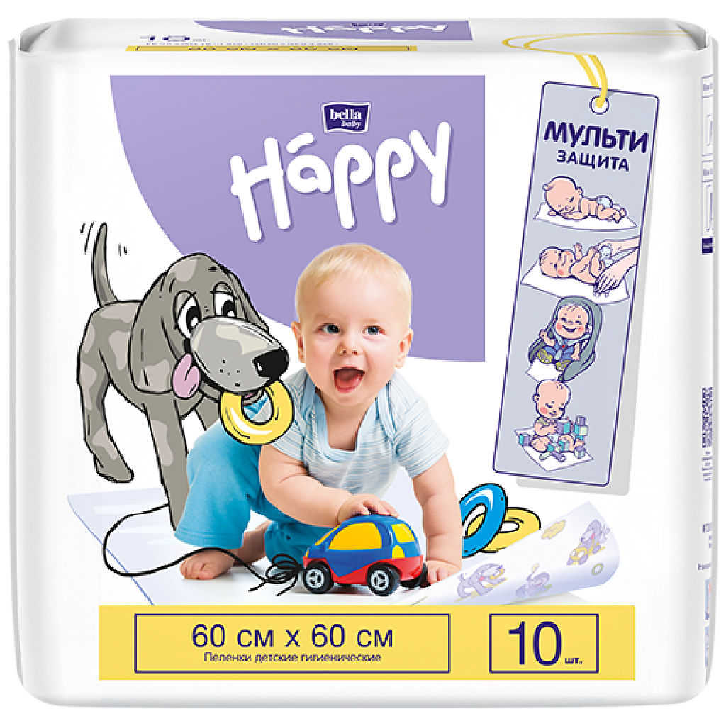 Пеленки детские Bella Baby Happy 60 х 60 см 10 шт 541₽