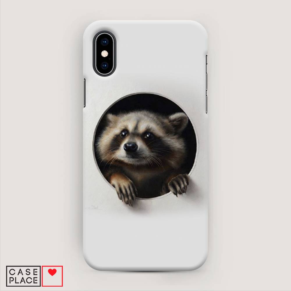 

Пластиковый чехол "Любопытный енот" на Apple iPhone X (10), 11020-1