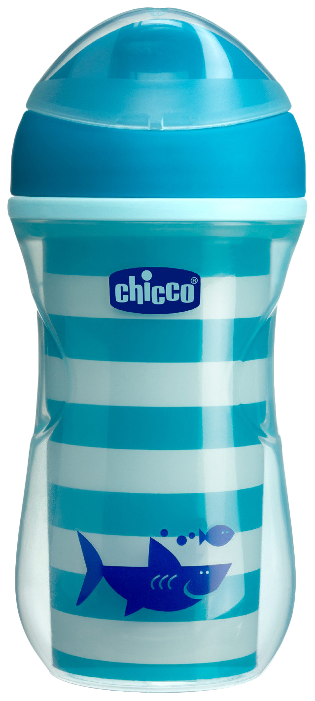 фото Чашка-поильник chicco active cup носик ободок 14+ мес синий голубой, 266 мл