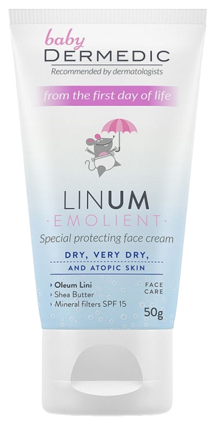 Защитный крем для детей Dermedic Emolient Linum Baby с первых дней жизни SPF15, 50 г