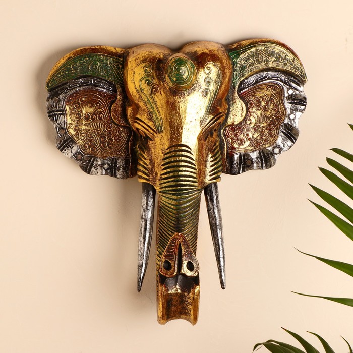 фото Панно настенное "голова слона" 33х13х40 см sima-land