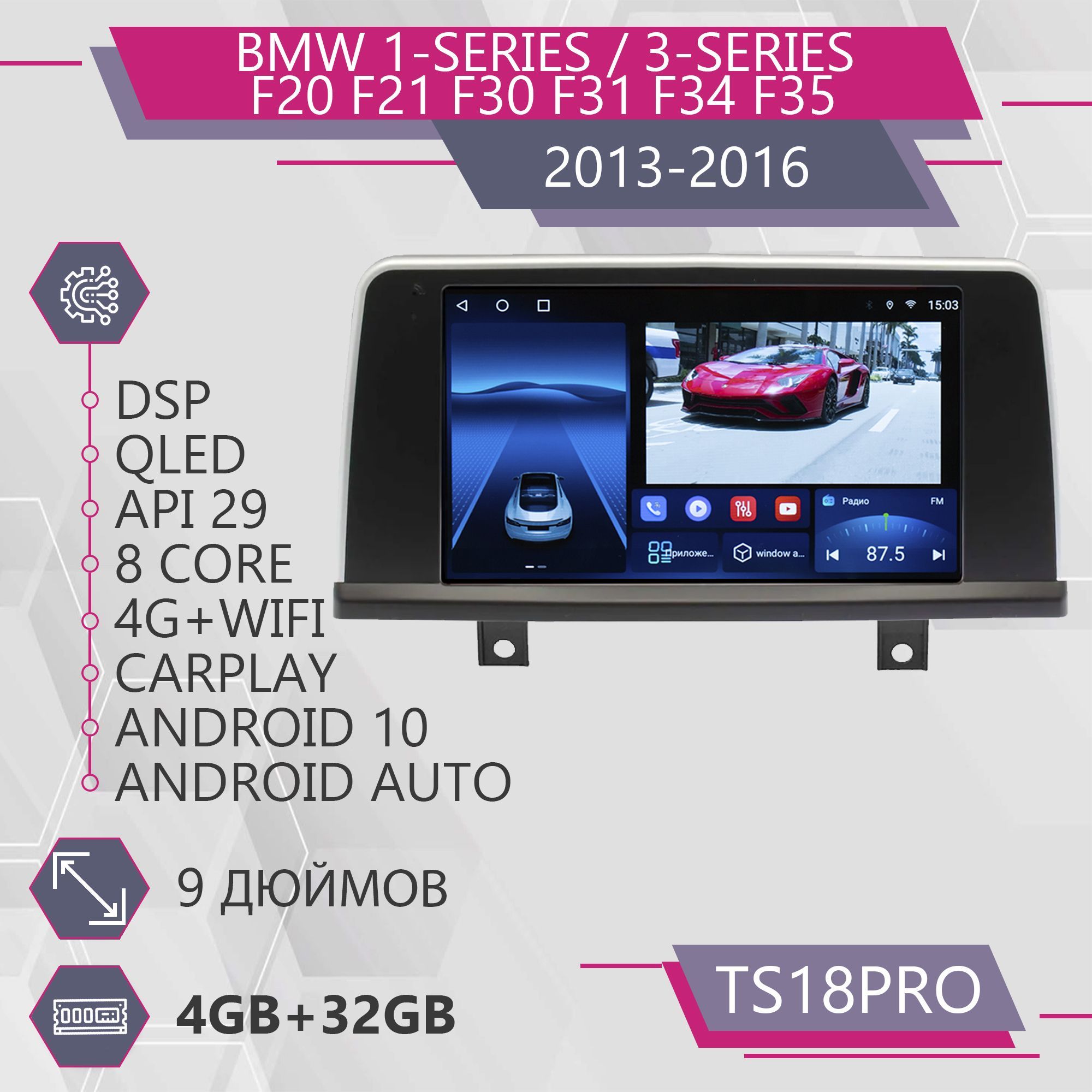 Магнитола Точка Звука TS18Pro для BMW 1-Series 3-Series БМВ 432GB 2din 2509900₽