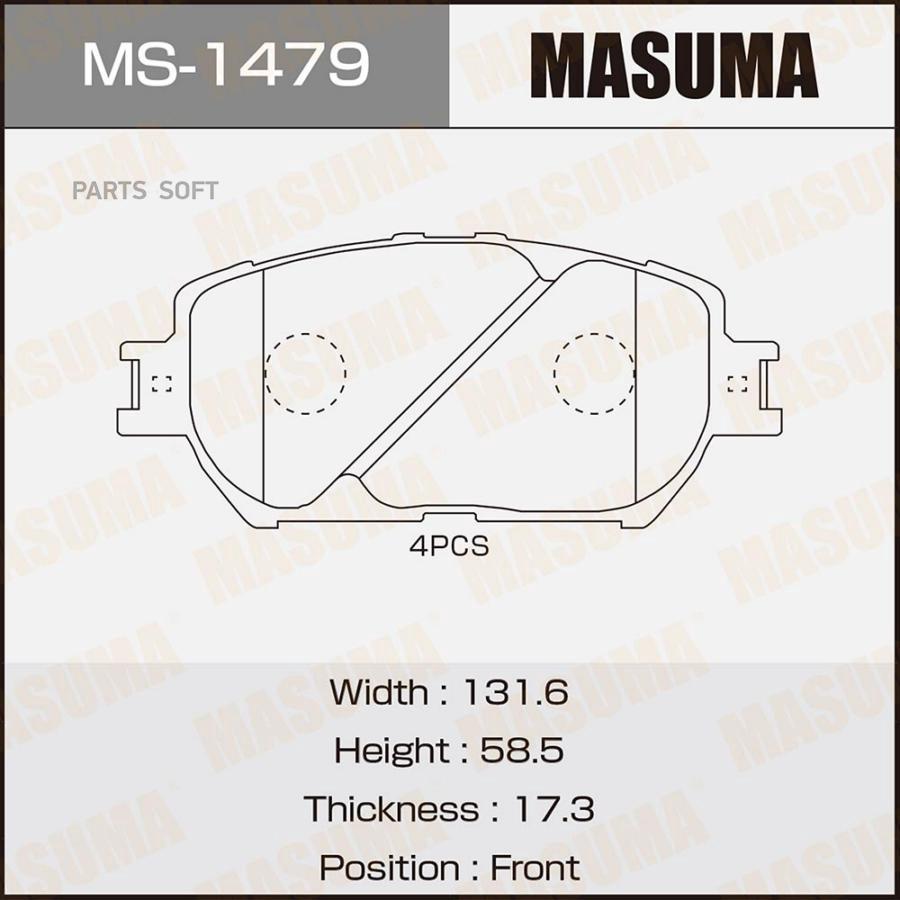 

Колодки тормозные TOYOTA 01- 2.4-3.0 передн. MASUMA MS-1479