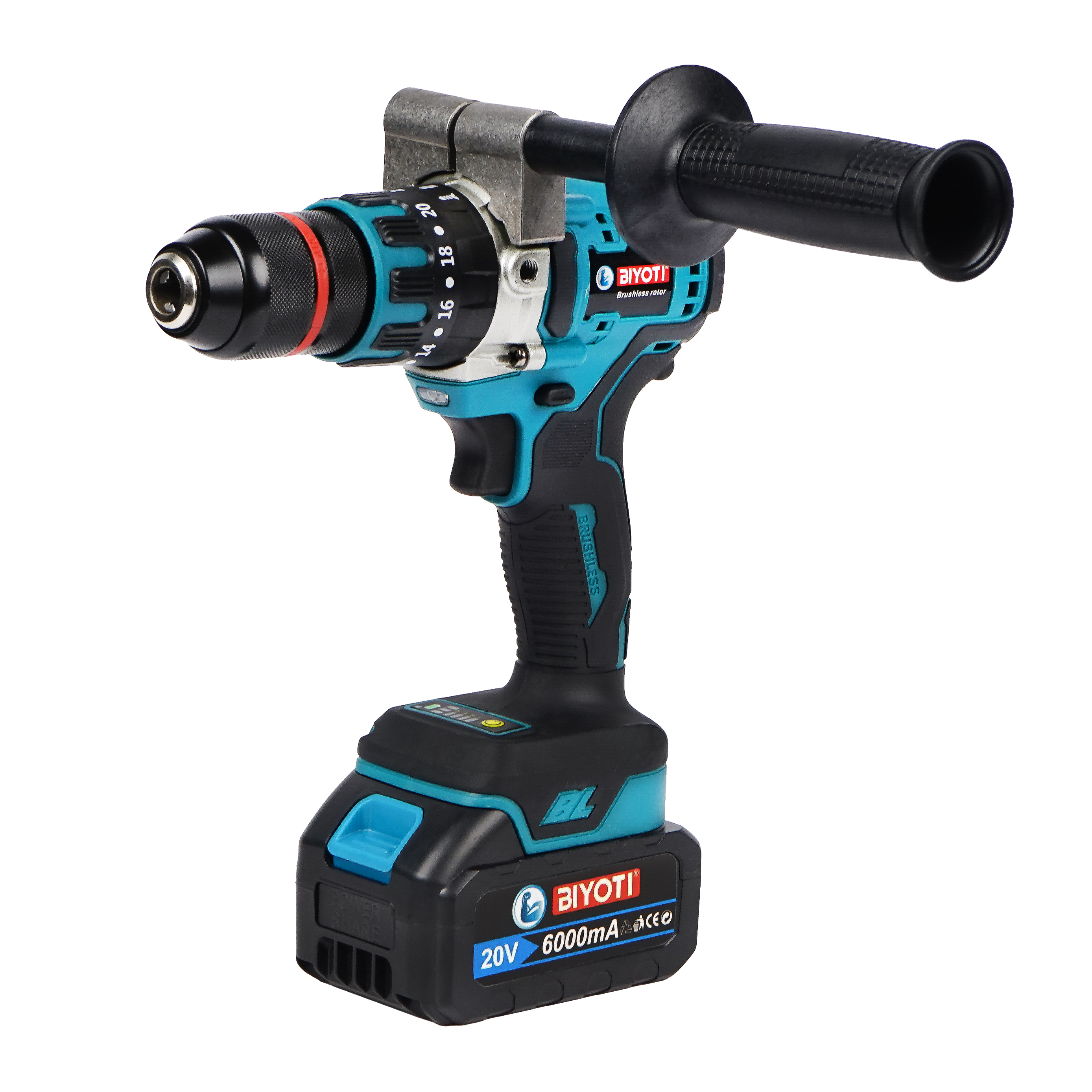 Шуруповерт бесщеточный BIYOTI 20В ударный с рукояткой BYT-CED05