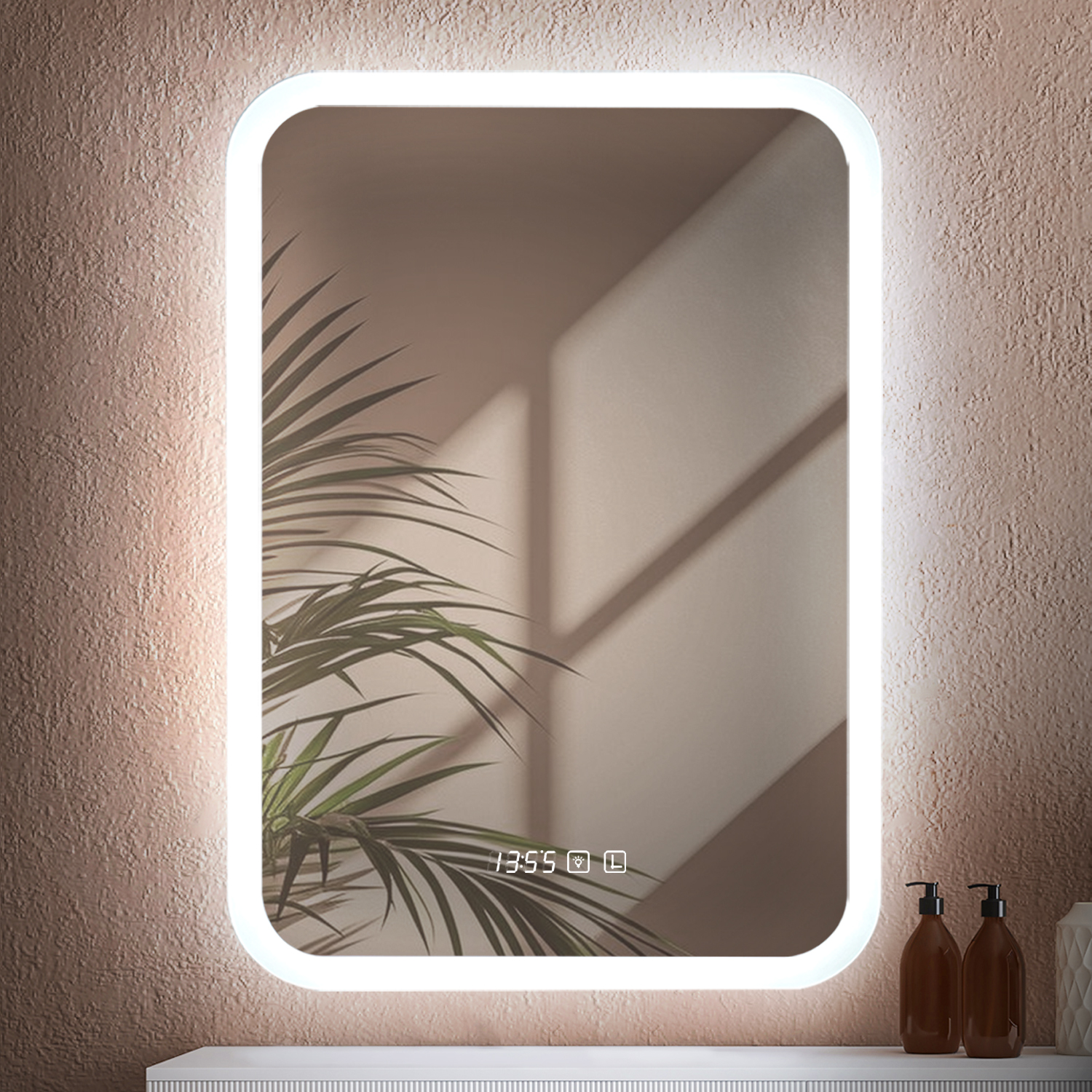 

Зеркало настенное в ванную с подсветкой Silver Mirrors Джобс LED-MM002836 50x70см с часами