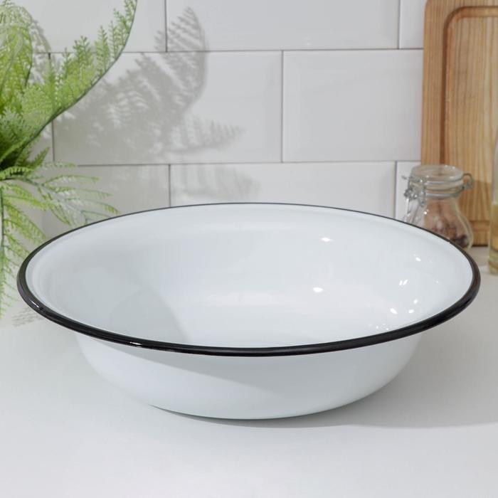 Миска Сибирские товары эмалированная, 4 л, 32 см, без деколи, индукция, белый