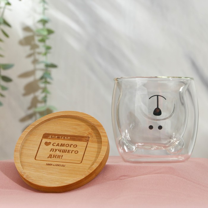 

Кухонный набор Дорого внимание "Самого лучшего дня " стакан, подставка, Прозрачный