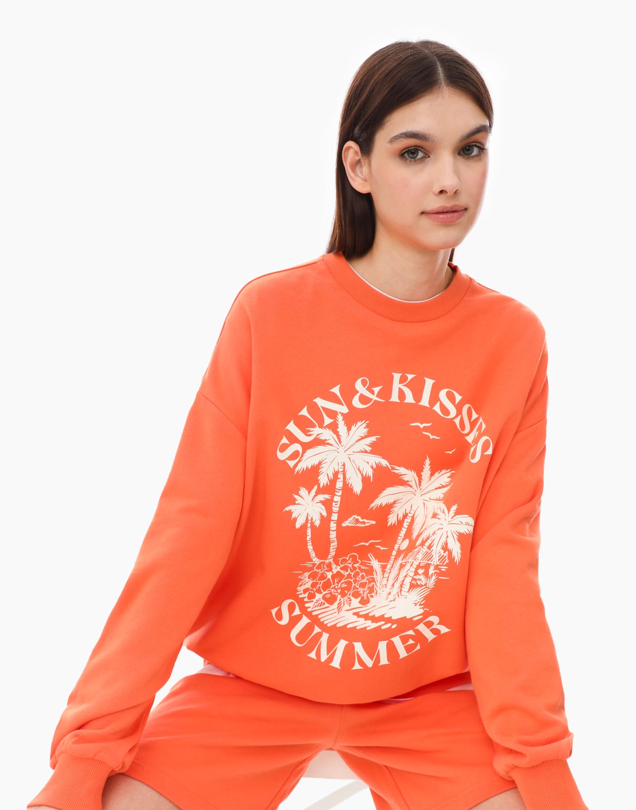 

Свитшот женский Gloria Jeans GAC019071 оранжевый L-XL/170, GAC019071