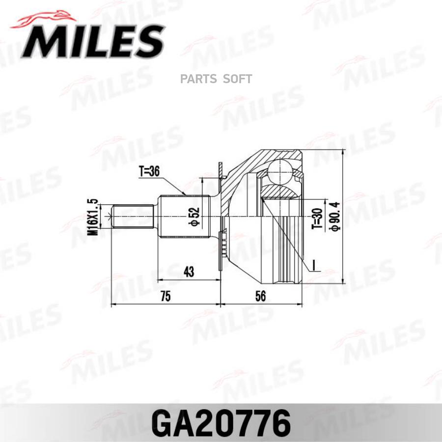 

Шрус Наружный Seat Ibiza Iv (6j5) 2008- Ga20776 Miles арт. GA20776