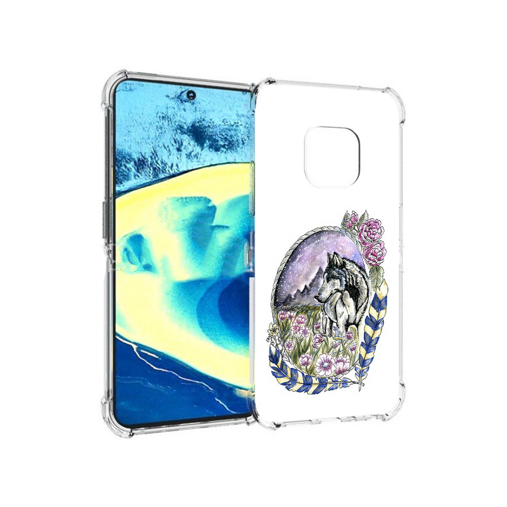 

Чехол MyPads Tocco для Nokia XR20 нарисованный волк в цветах с перьями (PT161671.111.509), Прозрачный, Tocco