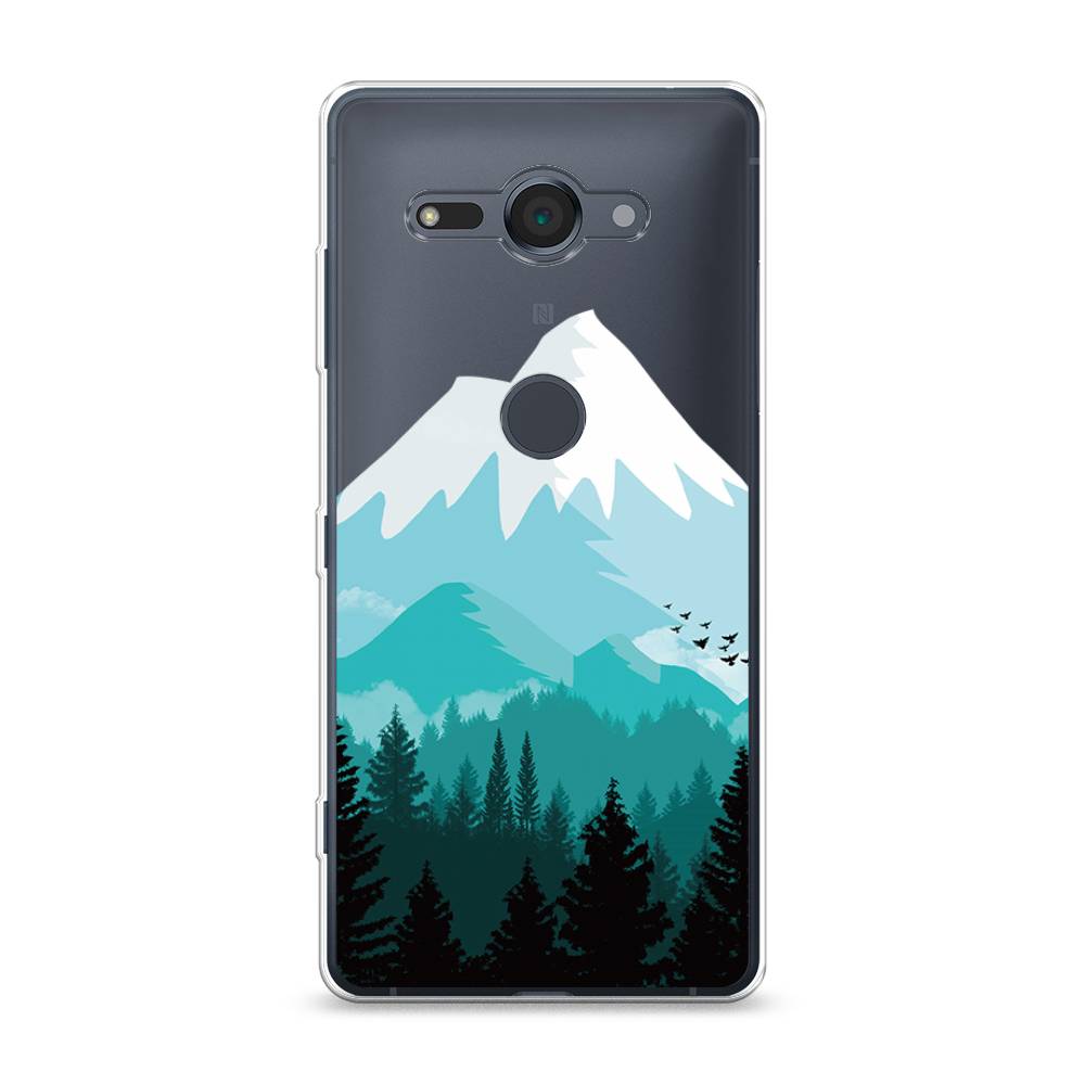 

Чехол для Sony Xperia XZ2 Compact "Синяя снежная гора", Белый;голубой, 52950-2