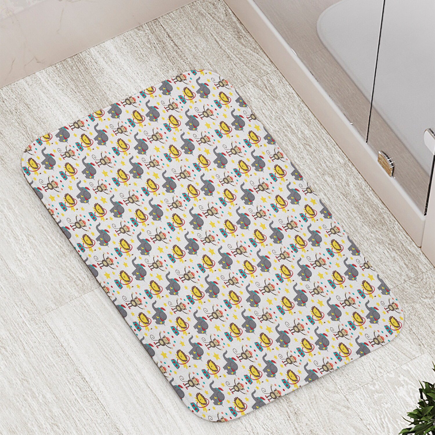 

Коврик противоскользящий JoyArty "Цирковые животные" для ванной сауны бассейна 77х52 см, Цирковые животные