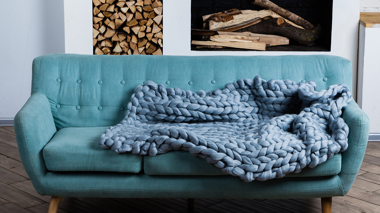 фото Плед крупной вязки из шерсти мериноса 180*200 см woolmerino.ru
