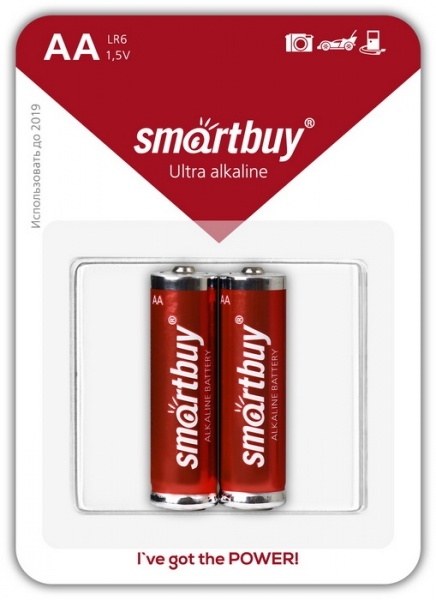 

Комплект щелочных элементов питания smartbuy LR6 BL2 (2 шт.)
