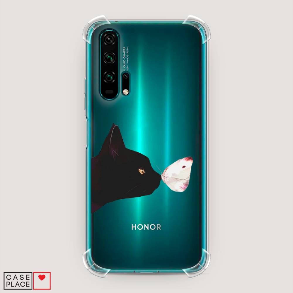 фото Чехол awog "черный кот и бабочка" для honor 20 pro