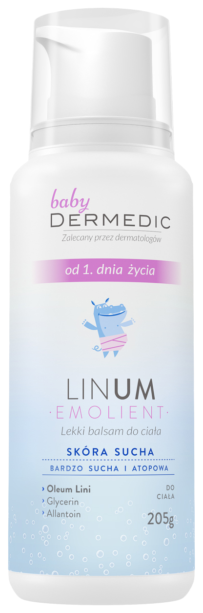 Легкий лосьон для тела Dermedic Emolient Linum Baby для детей с первого дня жизни, 205 г