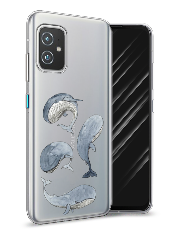 

Чехол Awog на Asus ZenFone 8 "Киты", Белый;прозрачный;голубой, 44450-1