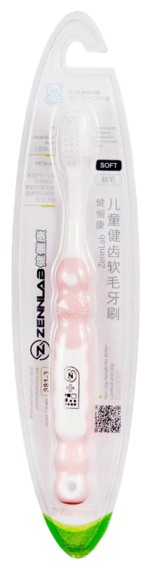 Зубная щетка Zennlab для детей 3-12 лет розовая, 1 шт.