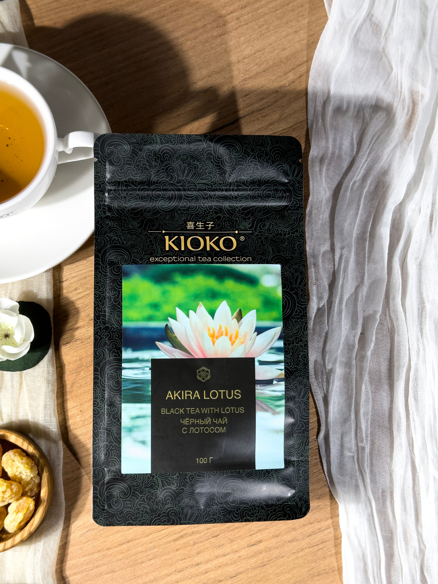 Чёрный чай KIOKO AKIRA LOTUS с лотосом, 100 г