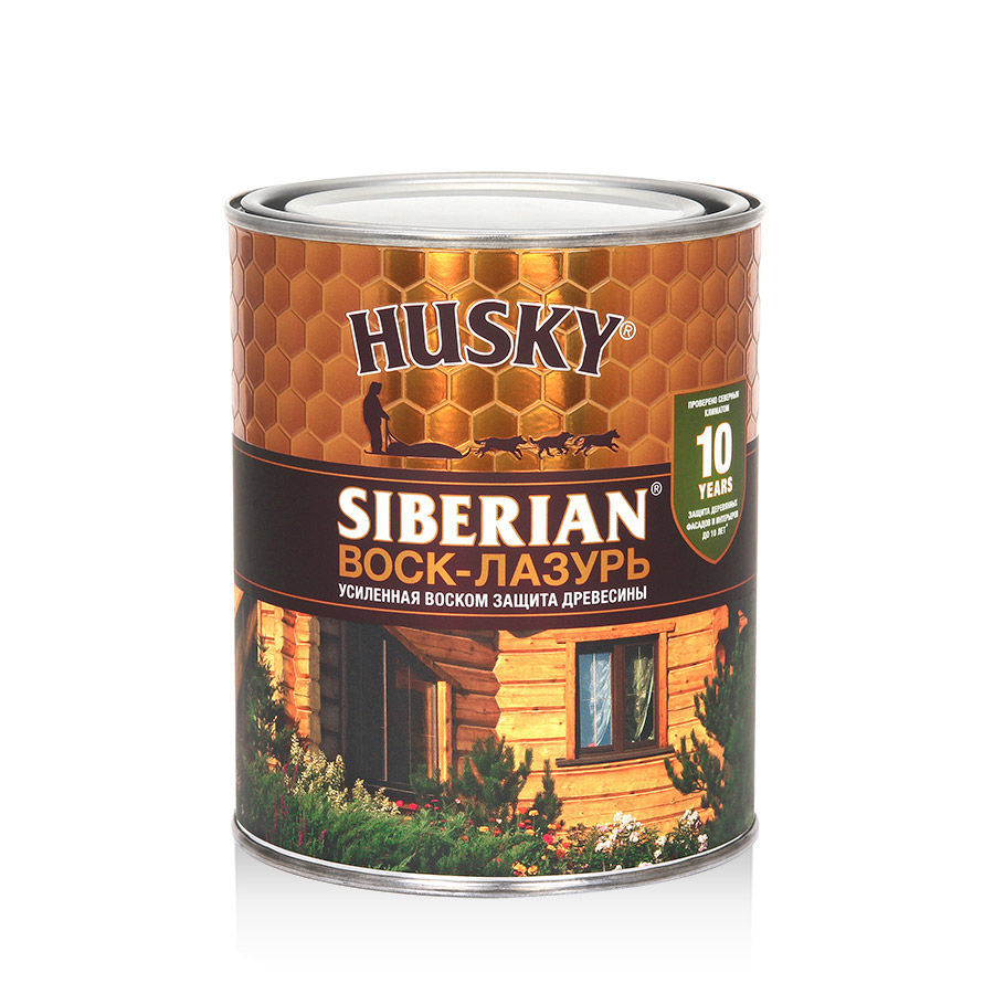 Воск-лазурь декоративно-защитный состав для древесины HUSKY SIBERIAN бесцветный 0,9л;
