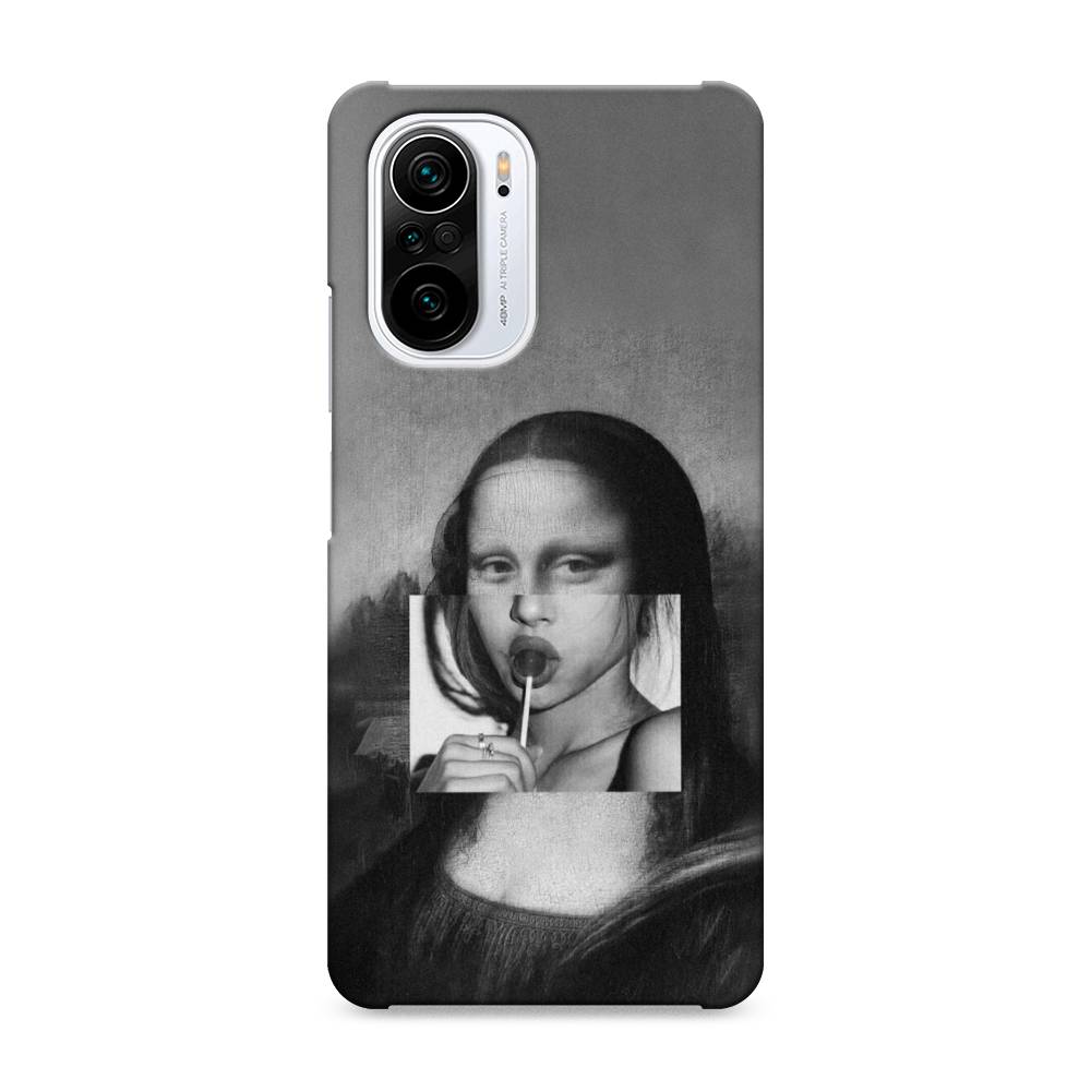 фото Пластиковый чехол "mona lisa sucking lollipop" на xiaomi poco f3 awog