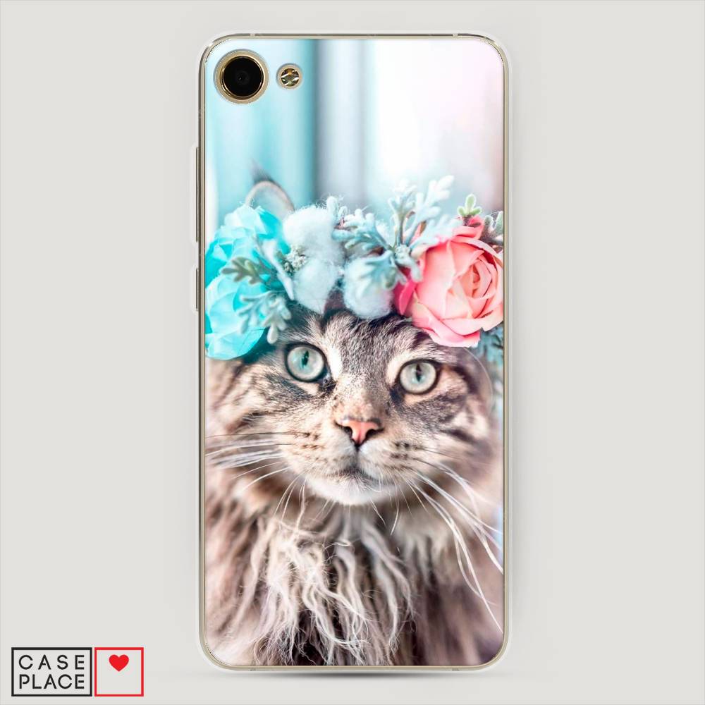 

Чехол Awog на Meizu U10 "Кот в венке", Серый;голубой;розовый, 71250-2