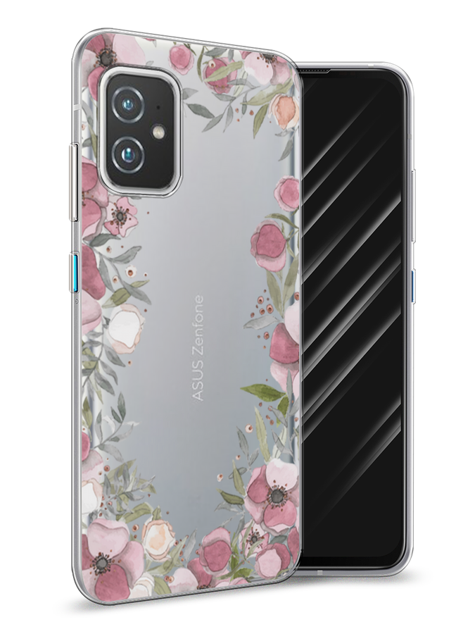 

Чехол Awog на Asus ZenFone 8 "Розовая цветочная рамка", Розовый;зеленый, 44450-8