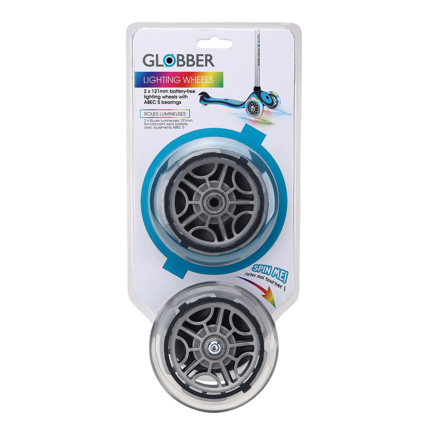 Globber Комплект колес Globber 125mm Lightning Wheel Set, цвет Серебристый