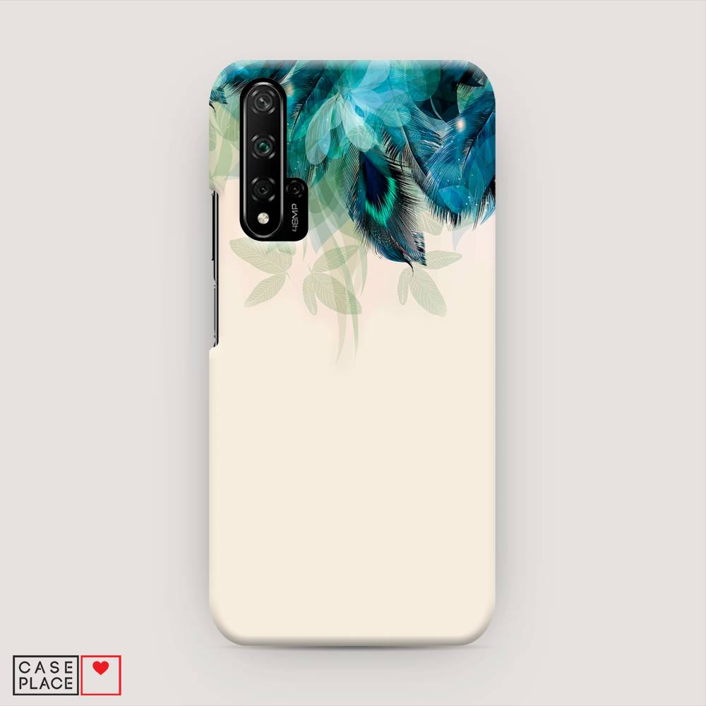 фото Чехол awog "перья голубого цвета" для honor 20 pro