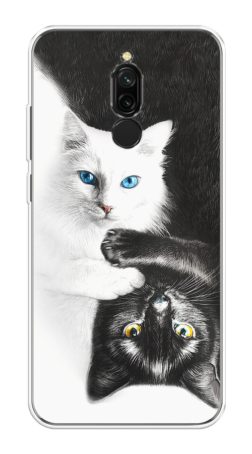 

Чехол на Xiaomi Redmi 8 "Коты Инь-Янь", Черный;белый;голубой, 37150-1