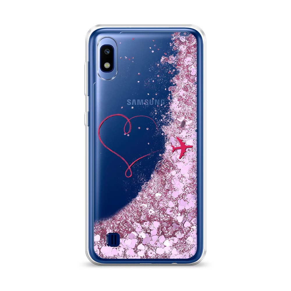 

Жидкий чехол с блестками "Сердце и самолет" на Samsung Galaxy A10, 27994-1