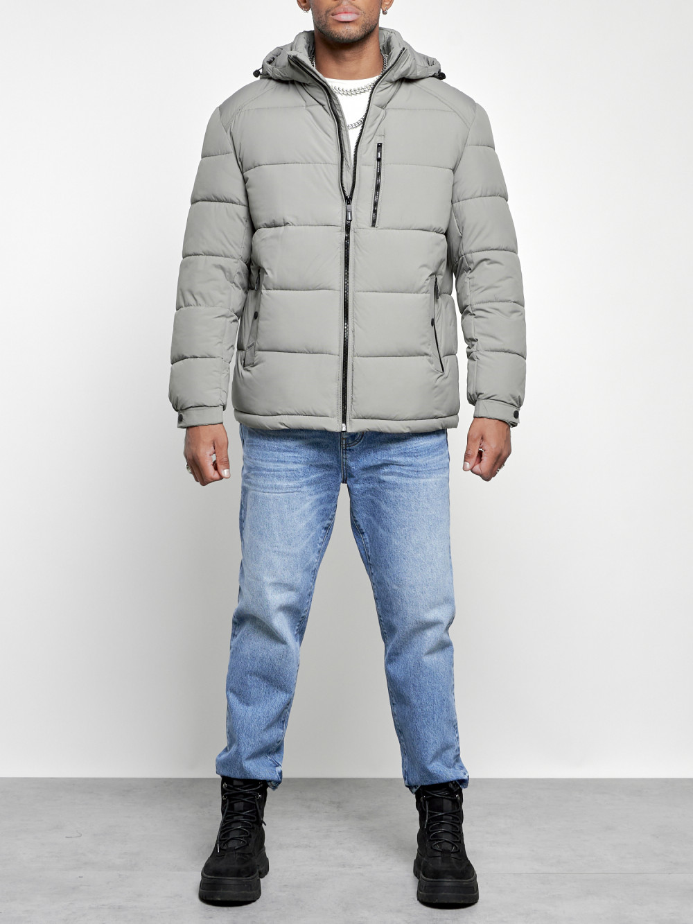 Зимняя куртка мужская AD8362 серая M