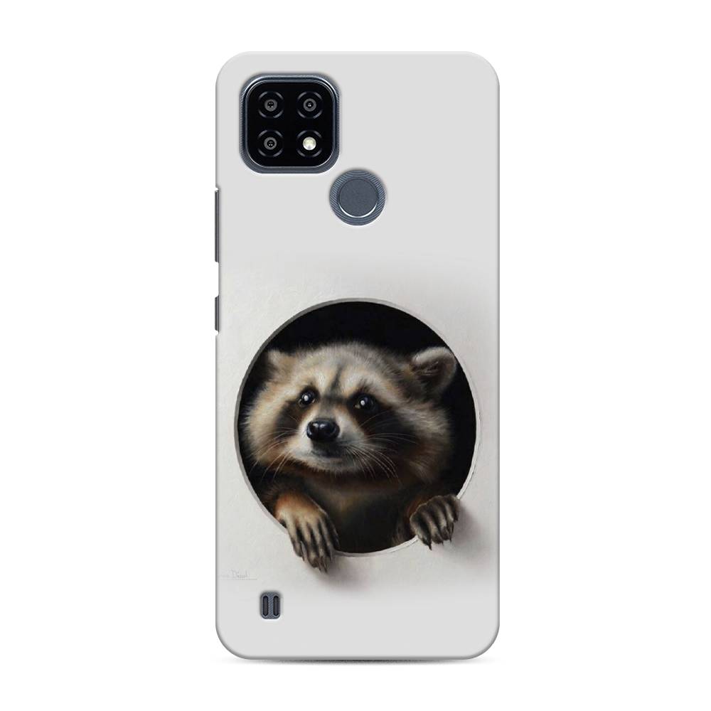 

Пластиковый чехол "Любопытный енот" на Realme C21Y, 256820-1