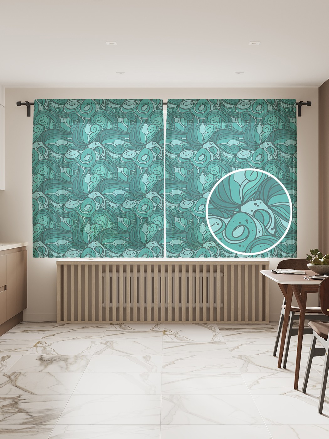 Фототюль JoyArty "Абстрактные завитки" 145x180см, 2 полотна, лента, 50 крючков, Абстрактные завитки