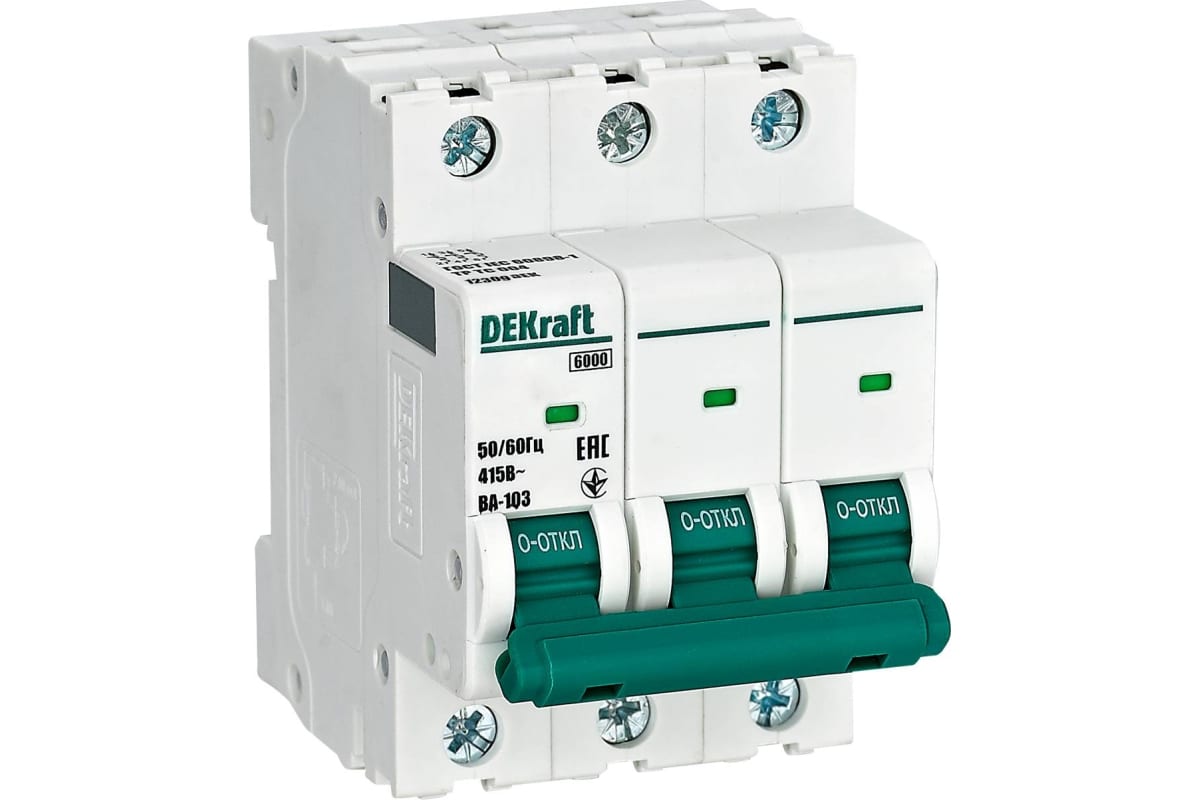Выключатель автоматический модульный 3п C 4А 6кА ВА-103 DEKraft 12299DEK