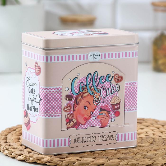 

Банка для сыпучих продуктов Cake, 169,517,5 см, с окошком, цвет розовый