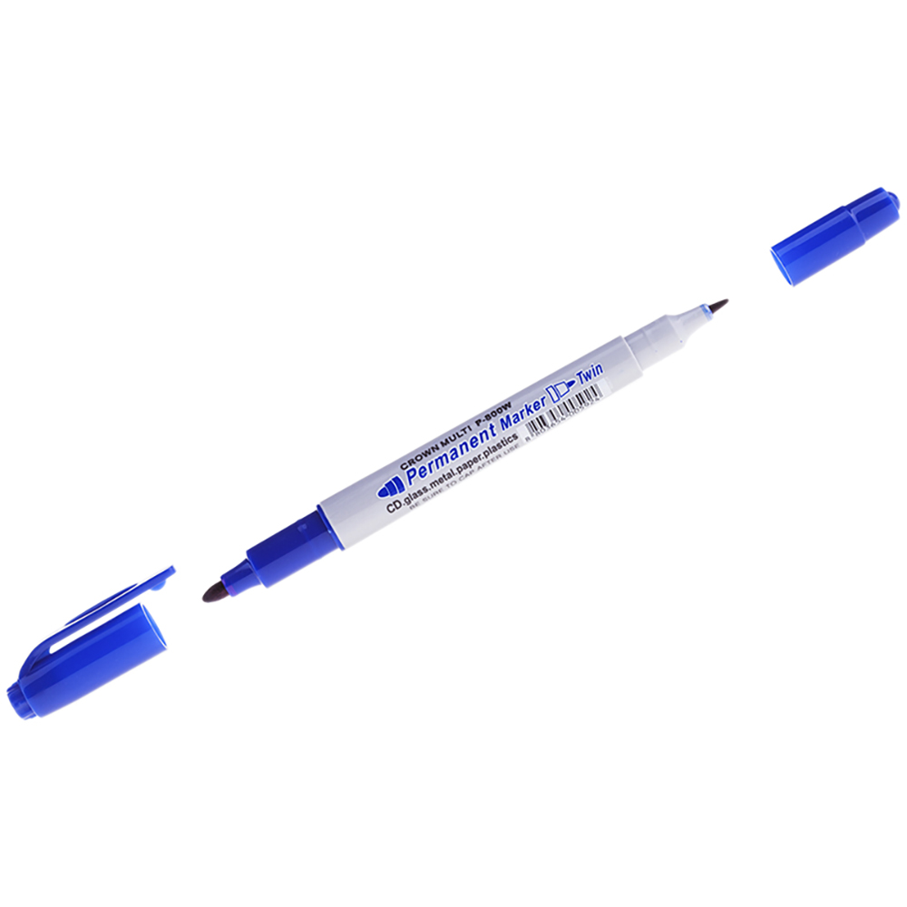 Маркер перманентный Crown Multi Marker Twin двухсторонний 2 мм/1 мм синий маркер на водной основе с магнитом и губкой красный