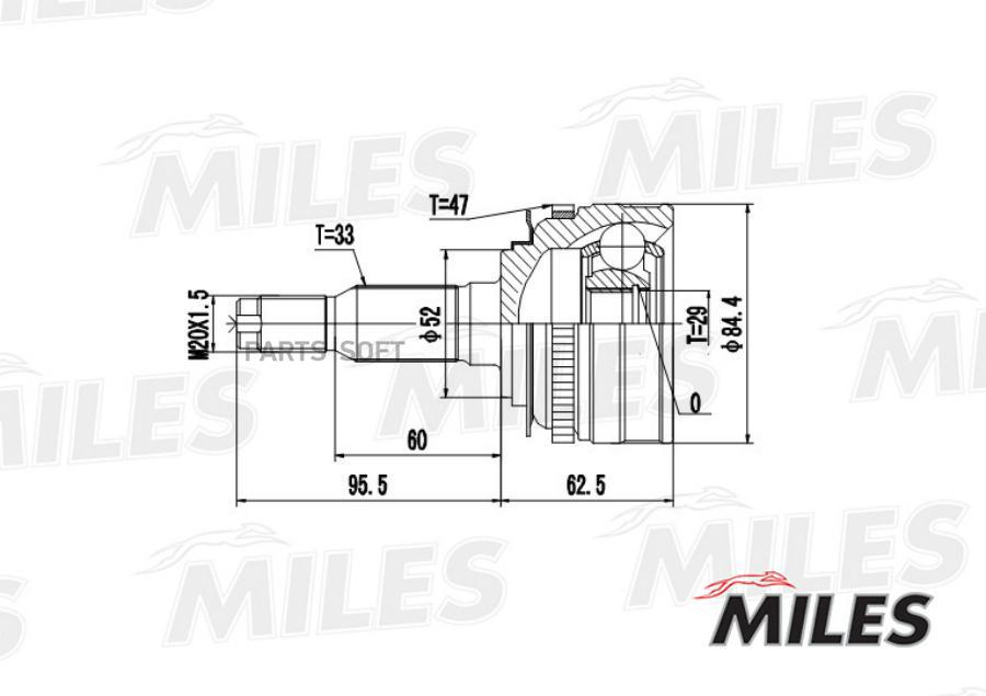 

Шрус Наружный Chevrolet Lanos/Nubira 1.6/2.0 (С Abs) (Gkn 303910) Ga20051 Miles арт. GA200