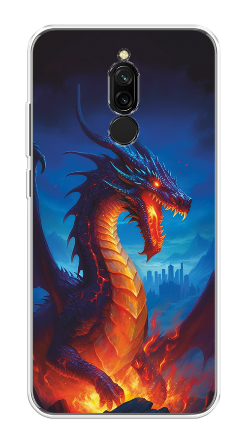 

Чехол на Xiaomi Redmi 8 "Дракон над лавой", Оранжевый;коричневый;синий, 37150-1