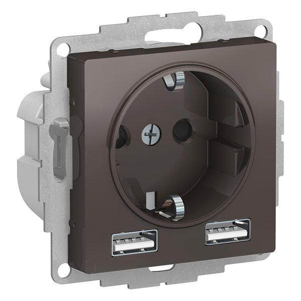 

Розетка SE AtlasDesign ATN000630 Мокко SO + USB A+A, 5В/2,4А, 2х5В/1,2А, механизм, Коричневый