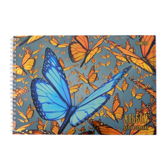 Альбом для рисования А4, 40 л на гребне Butterfly, обл мел карт, твин-лак, блок 110 г/м?