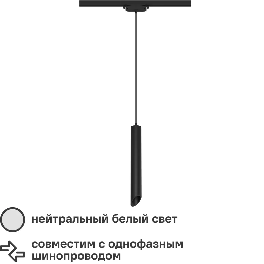 Трековый светильник спот подвесной светодиодный Ritter Artline 300х40мм до 1м 12Вт до