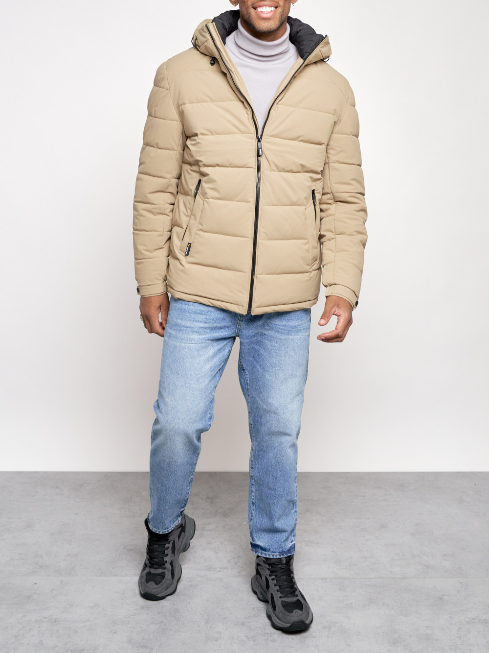 Зимняя куртка мужская AD8357 бежевая XL