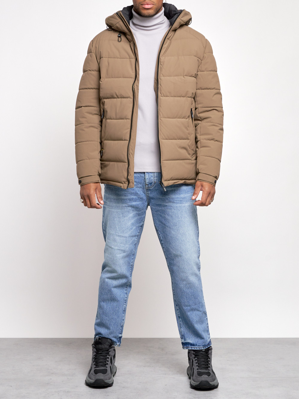 Зимняя куртка мужская AD8357 коричневая XL