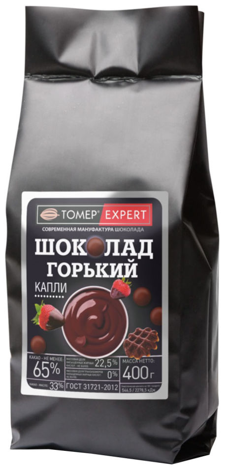 Шоколад Tomer горький Капли 65% 400г