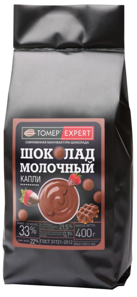 Шоколад Tomer молочный Капли 33% 400г
