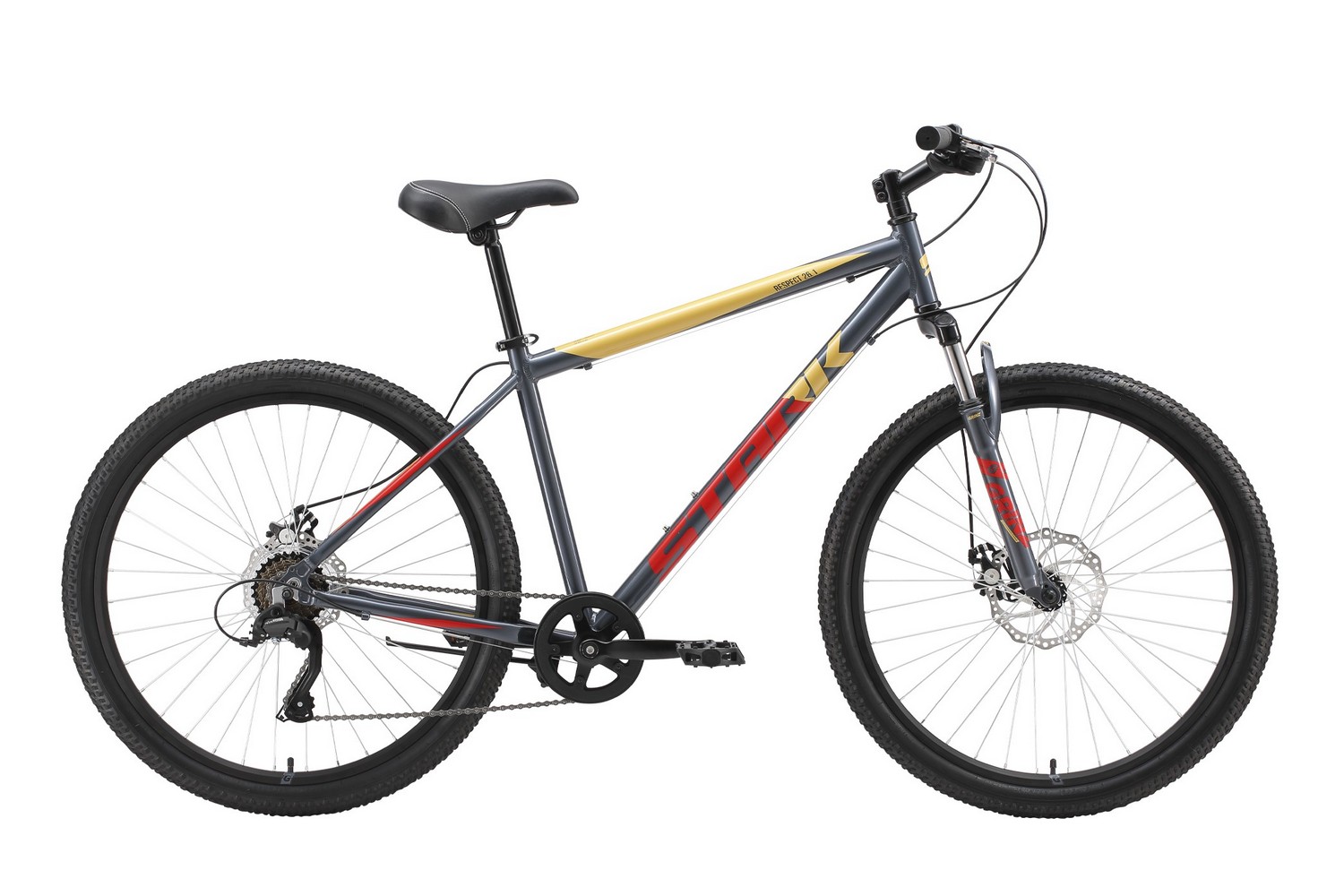 Горный велосипед Stark Respect 261 D Microshift год 2023 Серебристый-Красный р 18 2141000₽