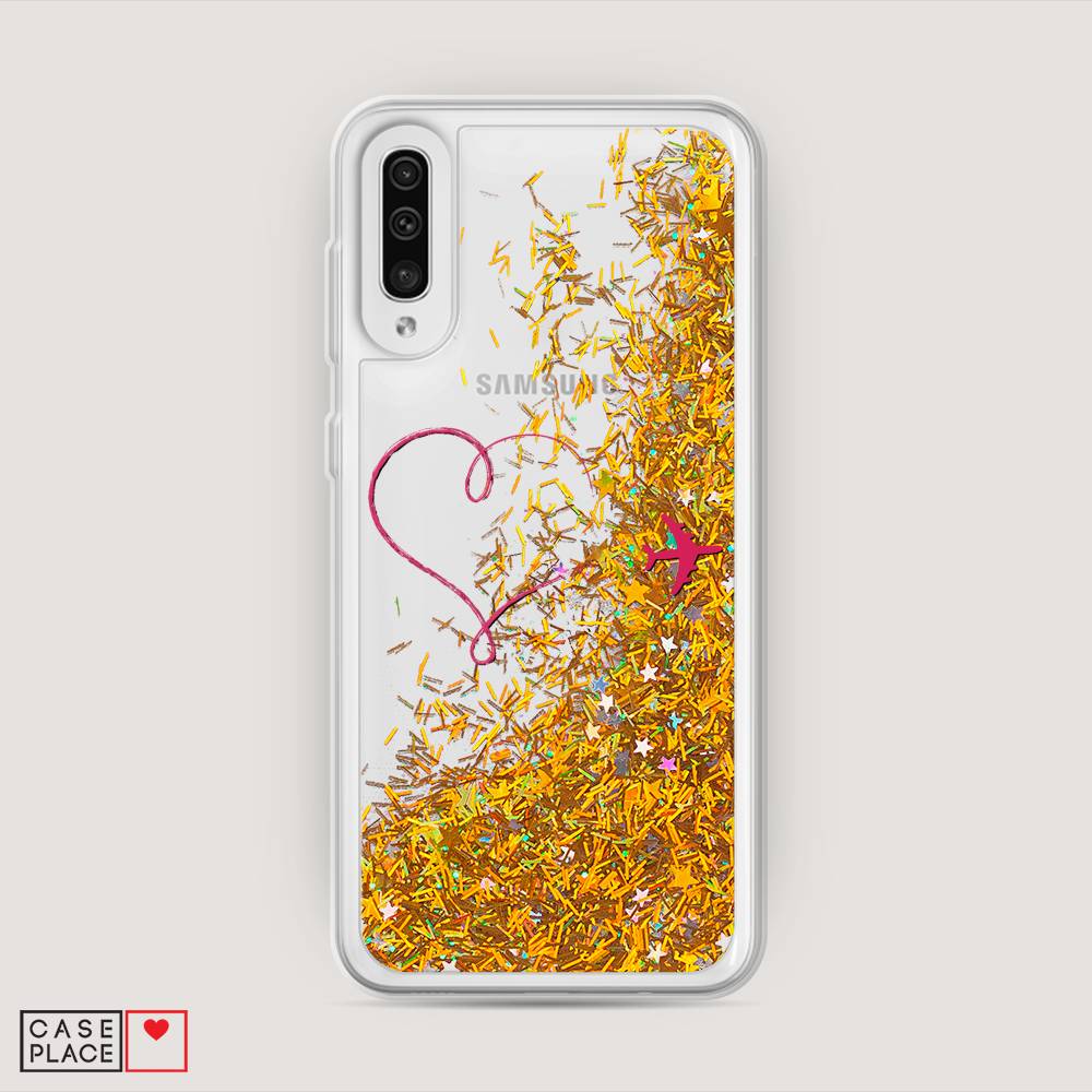 

Жидкий чехол с блестками "Сердце и самолет" на Samsung Galaxy A30s, 28890-1